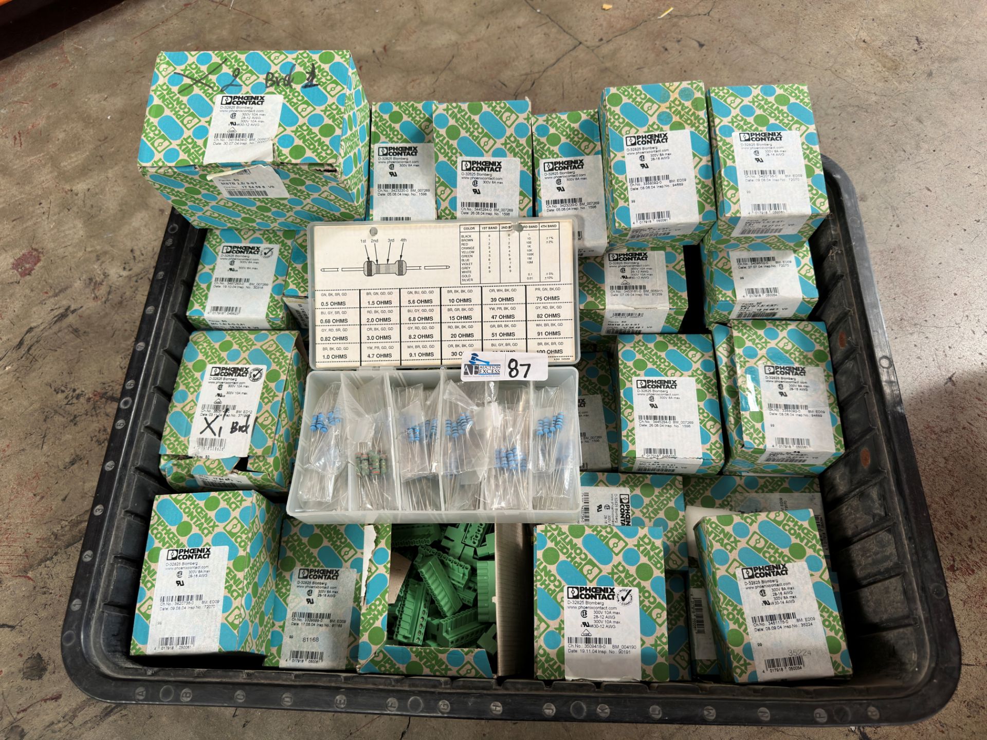 Lot of Phoenix Contact Industrial Interconnects in original box, Terminal Blocks & Mouser Resistor K