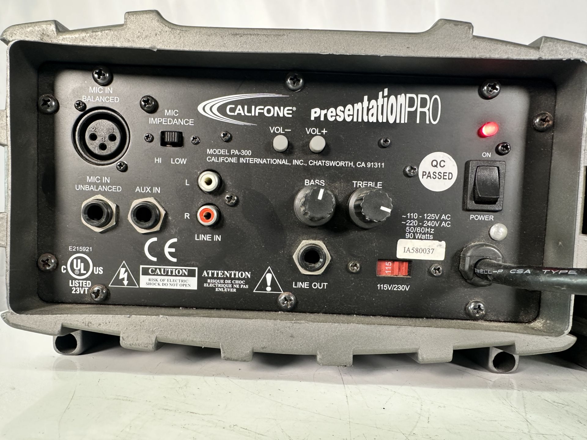 Lot of 4 Califone PA-300 Presentation Pro 90 Watt Stereo PA Speakers - Image 5 of 8