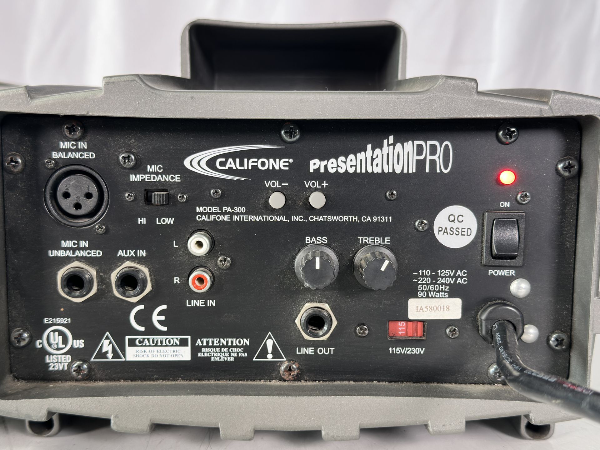 Lot of 3 Califone PA-300 Presentation Pro 90 Watt Stereo PA Speakers - Image 8 of 8