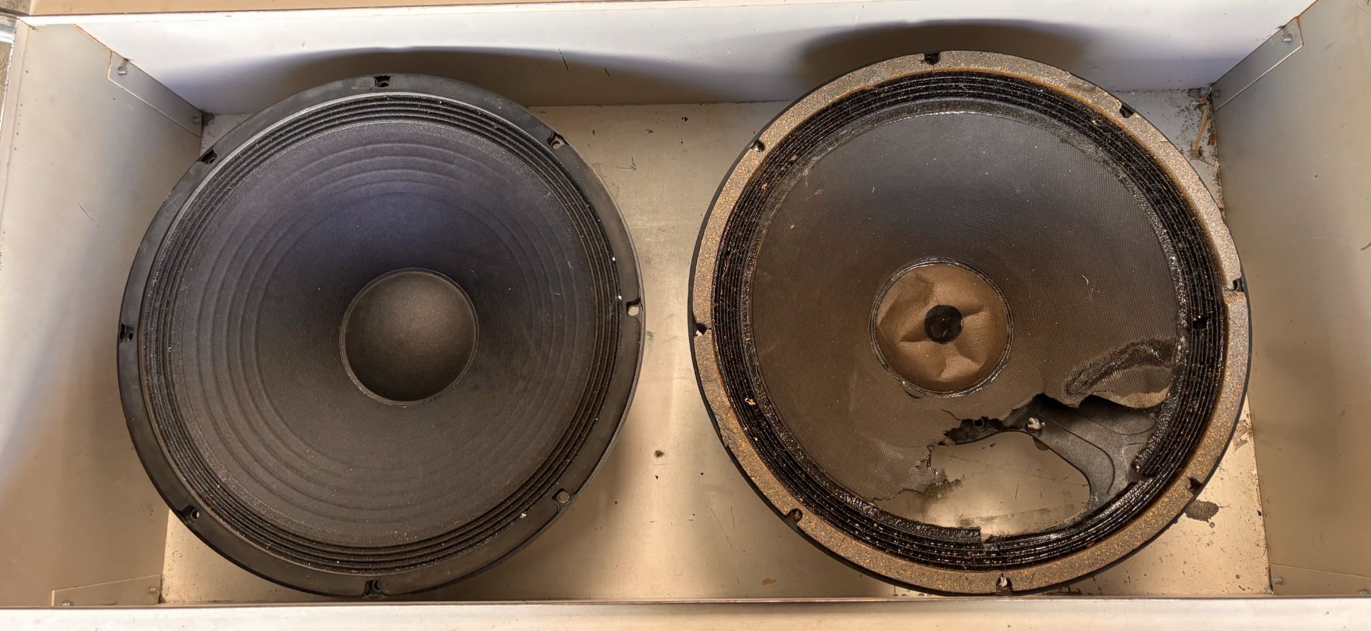 Two Speaker Woofers: Altec 416-8A Low Frequency Driver / Woofer (Needs re-coning) + Mackie 0008877 S