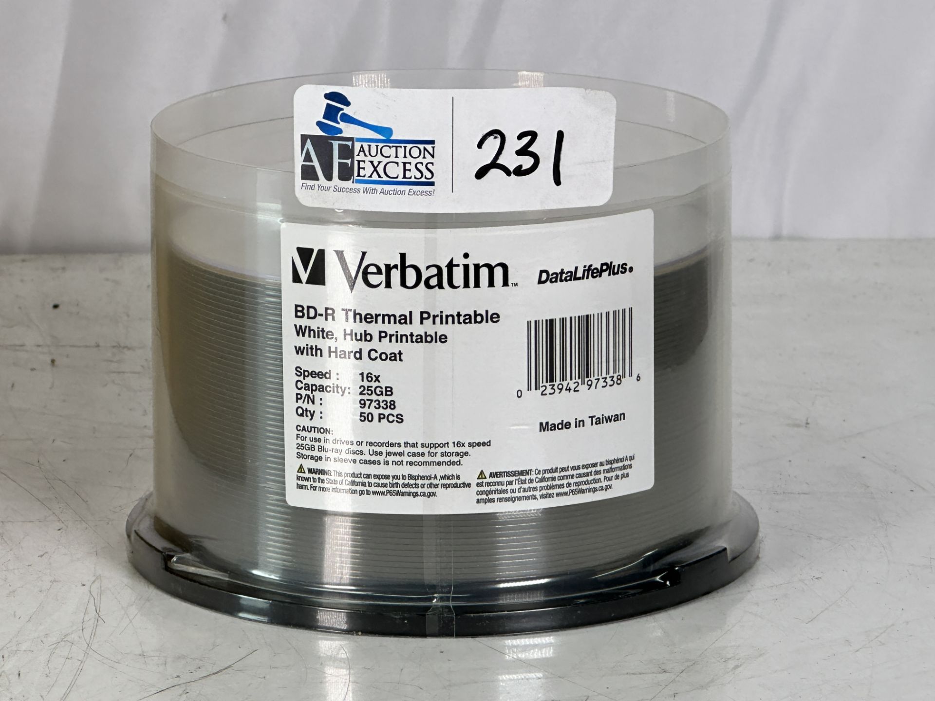 Verbatim BD-R 25GB 6X DataLifePlus White Thermal/Hub Printable - 4 Packs of 50 BD-R Discs (200 Total - Image 4 of 4