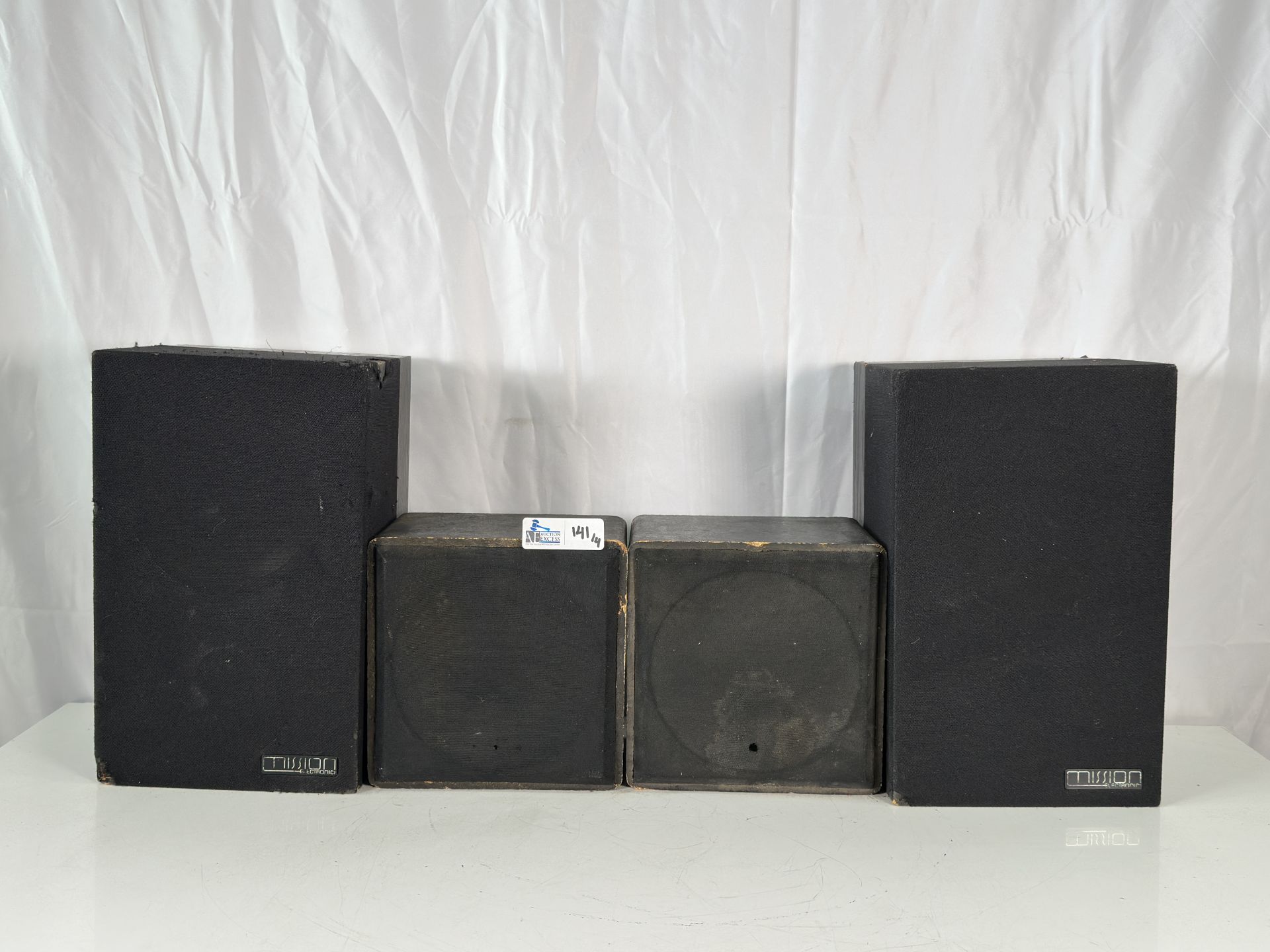 Lot of 4 Speakers, Pair of Mission Model 70 Bookshelf Audio Speakers + 2 Unmarked Speakers