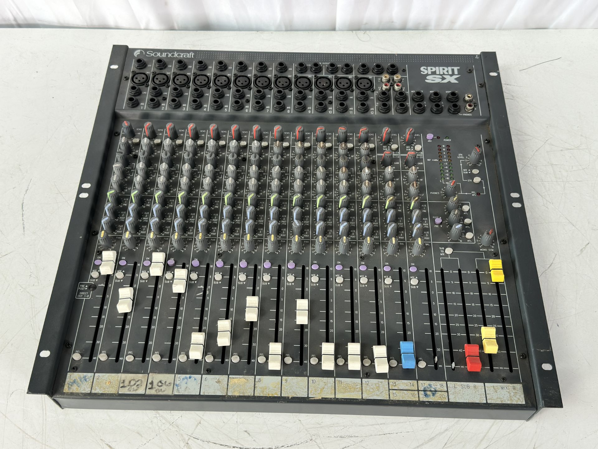 Lot of Pro Audio: Soundcraft Spirit SX, Soundcraft Spirit Folio Mixers, Optimus SSM-1250 3 Channel S - Image 9 of 11