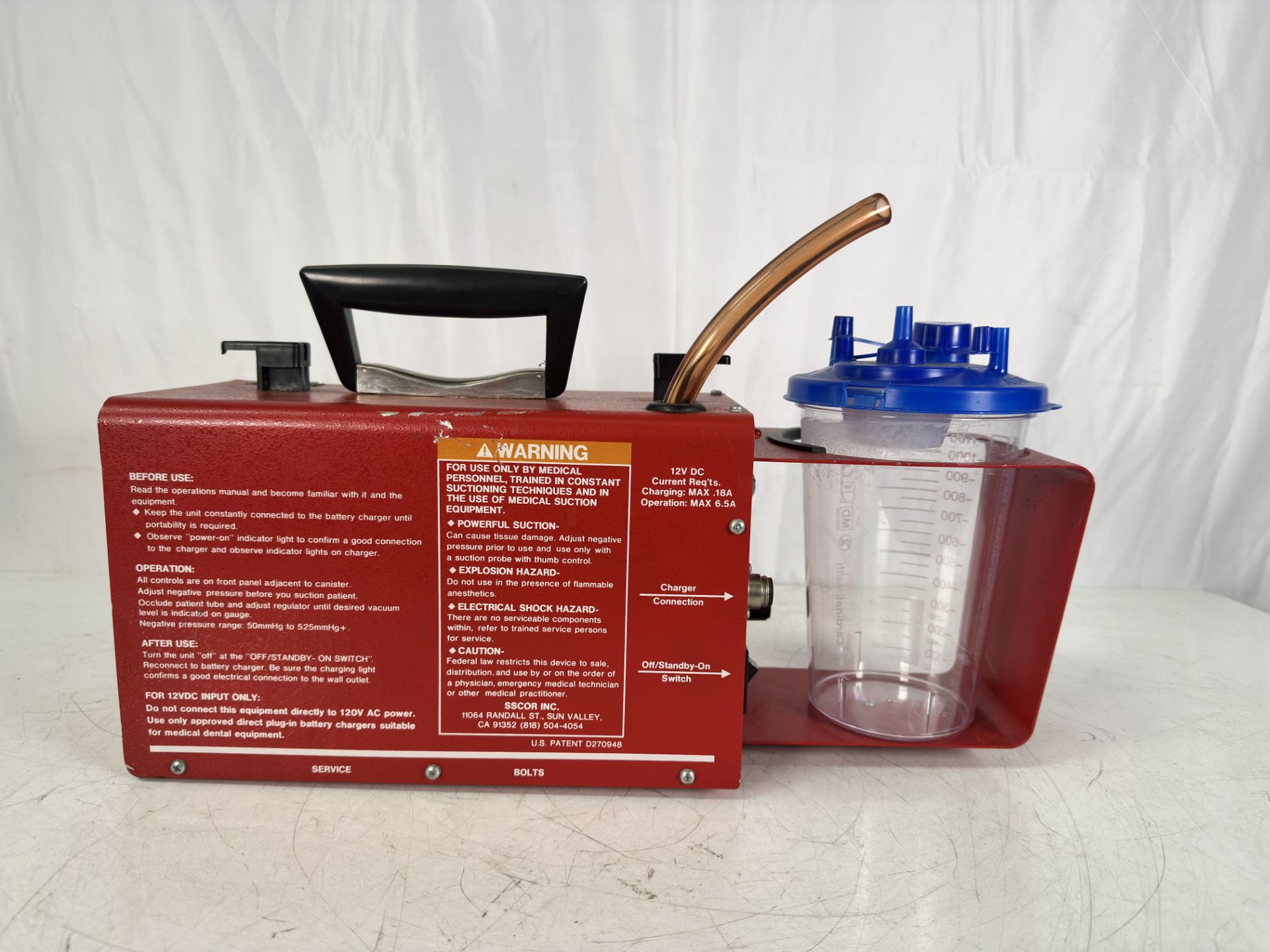 Lot of 2 SSCOR, SSCOR 40014B + Sscor S-SCORT DUET 2014A Aspirator Vacuum Suction Pump - Image 8 of 9