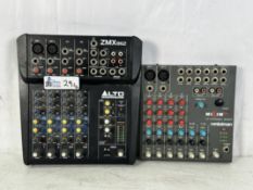 Lot of (2) Compact Mixers: Alto Professional ZMX862 Compact Mixer, Midiman MIXIM 10-channel Desktop