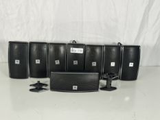 Lot of (7) JBL Cinema 5.1 Satellite Speakers and (1) JBL Center Channel Speaker