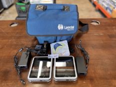 Lot of (2) Laerdal Simpads 200-30150 w/ Power Supplies and Laerdal Bag