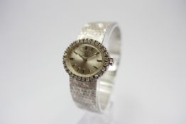 Ladies vintage 18ct white gold Omega wristwatch