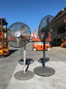 ( 2 ) INDUSTRIAL HEAVY DUTY METAL PEDISTAL FANS WITH PROTECTIVE CAGES; INCLUDES AIR KING NSC0243
