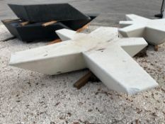 CUSTOM REINFORCED CAST STONE BACKLESS BENCH;APPROX 92 IN X 104 IN X 18 IN