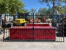 ( 1 ) SET OF UNUSED 14FT BI PARTING WROUGHT IRON GATES, 7FT EACH PIECE (14FT TOTAL WIDTH). 2 PIECES
