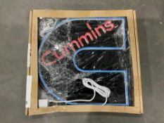 CUMMINS EQUIPMENT LOGO LED NEON-STYLE SIGN; ELECTRIC POWERED; WALL MOUNTED; 15in W x 14 in L x 2i...