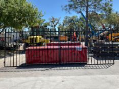 ( 1 ) SET OF UNUSED 20FT BI PARTING WROUGHT IRON GATES, 10FT EACH PIECE (20' TOTAL WIDTH). 2 PIECES