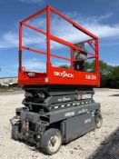 SKYJACK SCISSOR LIFT MODEL SJIII3219, ELECTRIC, APPROX MAX PLATFORM HEIGHT 19FT, BUILT IN BATTERY...
