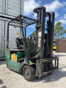 MITSUBISHI FORKLIFT MODEL FB16NT, ELECTRIC, APPROX MAX CAPACITY 2750LBS, APPROX MAX HEIGHT 188in,...