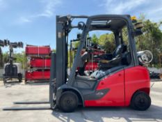 2018 LINDE FORKLIFT MODEL H20CT/600; LP POWERED; APPROX MAX CAPACITY 4,000 LB; APPROX HEIGHT 182 IN