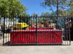 ( 1 ) SET OF UNUSED 14FT BI PARTING WROUGHT IRON GATES, 7FT EACH PIECE (14FT TOTAL WIDTH). 2 PIECES