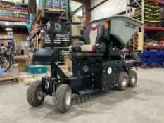 DM CART MODEL F-52 W/ HYDRAULIC DUMP, ELECTRIC, APPROX750LBS MAX DUMP, HITCH , RUNS & DRIVES
