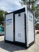 UNUSED PORTABLE BATHROOM WITH SHOWER, SINK, MIRROR, TOILET, TOILET PAPER HOLDER, LIGHTS, APPROX 5...
