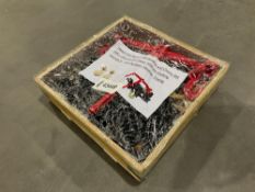 UNUSED HEAVY-DUTY RATCHET LOAD BINDERS AND CHAINS SET, 20FT CHAINS W/ G80 HOOKS, APPROX 7000LBS