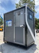 UNUSED PORTABLE BATHROOM WITH SHOWER, SINK, MIRROR, TOILET, TOILET PAPER HOLDER, LIGHTS, APPROX 5...