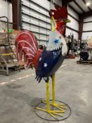 MINI AMERICAN FLAG ROOSTER YARD ART, METAL, APPROX 37 T x 22 w