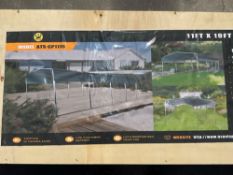 UNUSED ATS POWER 11FT x 19FT ALL -STEEL CARPORT W/ 10FT OPEN SIDE WALLS MODEL LHR-CP1119