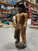 CARVED WOODEN COWBOY, APPROX 42in
