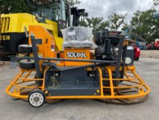 UNUSED 2025 SDLOOL RIDE-ON POWER TROWEL MODEL 80R, GAS POWERED, APPROX 13 HP