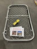 UNUSED METAL BI-PARTING CHAIN LINK FENCE GATE W/ ROUND FRAME, APPROX 5.9FT H x 6.6FT W