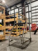 INDUSTRIAL WAREHOUSE STEP LADDER WITH HANDRAIL; STEEL WITH HANDRAIL