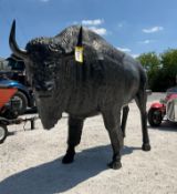 ALUMINIUM LIFE SIZE BUFFALO STATUE, APPROX 8FT Wx 65IN T