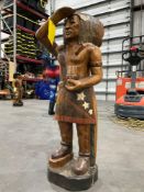 CARVED WOODEN NATIVE AMERICAN, APPROX 42in