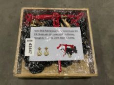 UNUSED HEAVY-DUTY RATCHET LOAD BINDERS AND CHAINS SET, 20FT CHAINS W/ G80 HOOKS, APPROX 7000LBS