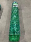 UNUSED VINYL COATED METAL WELDED WIRE FENCE ROLL, APPROX 98FT L x 4FT H, MESH SIZE APPROX 2.4in X