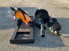 UNUSED 2025 AUGER DRIVE & BIT ATTACHMENT MODEL ADB-13-1218R FOR UNIVERSAL SKID STEER, 12in & 18in