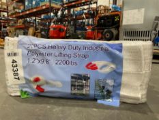UNUSED HEAVY DUTY INDUSTRIAL POLYESTER LIFTING STRAP, 20 PIECES, 1.2in X 9.8FT, 2200LBS