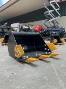 UNUSED MINI BUCKET WITH TEETH ATTACHMENT FOR MINI EXCAVATOR, APPROX 16in
