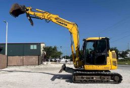 KOMATSUMIDIEXCAVATOR MODEL PC88MR-10;DIESEL POWERED;ENCLOSED CAB; RUBBER TRACKS; DOZER BLADE;