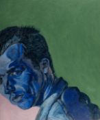 Philip Akkerman (1957), self-portrait, 1990, oil on Unalit 40 x 34 cm. (15 3/4 x 13.39 in.)