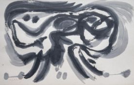 Pierre Alechinsky (o1927), untitled, Indian Ink on paper, 1956 (+) Frame: 73 x 97.5 cm. (28.73 x 38.