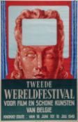 Rene Magritte (1898-1967), original poster for the Second World Festival of Film and Fine Arts in Be