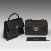 A Chanel 'Caviar Kelly' handbag, a 'Timeless Jumbo' flap bag and a Chanel wallet