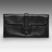 A Hermes Jige black box calf clutch 15 x 29 cm. (5.91 x 11.41 in.)