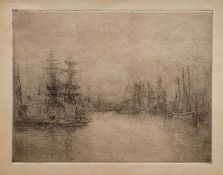 James Ensor (1860-1949), 'The Main Dock, Ostend' (Le Grand Bassin, Ostende), etching, 1888 17.9 x 23