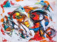 Karel Appel (1921-2006), 'Two young girls', 1960, oil, gouache, crayon on Arches paper, 56.5 x 76 cm