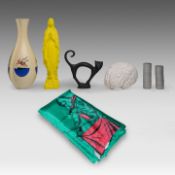 Katharina Fritsch (1956), a series of 6 multiple objects (Cat/Vase/Madonna/Scarf/Money/Brains), 1991