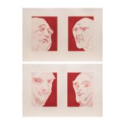 Thomas Schutte (1954), 'Old Friends', two colour etchings on J. Whatman paper, No 35/35, 52 x 76 cm.