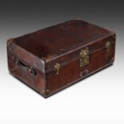 A Louis Vuitton brown leather cabin trunk 30 x 81 x 50 cm. (12.99 x 31.89 x 19.67 in.)