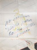 Roger Raveel (1921-2013), 'Joie, Bonheur et Sante pour la Nouvelle Annee!', mixed media drawing on p
